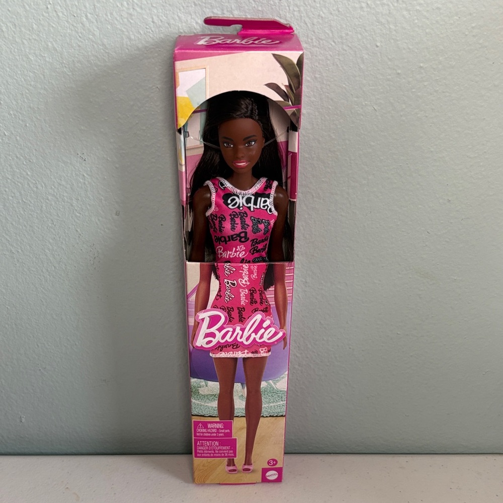 2024 Mattel AA Barbie Doll in Pink and Black Graphic Dress T7439 HRH08